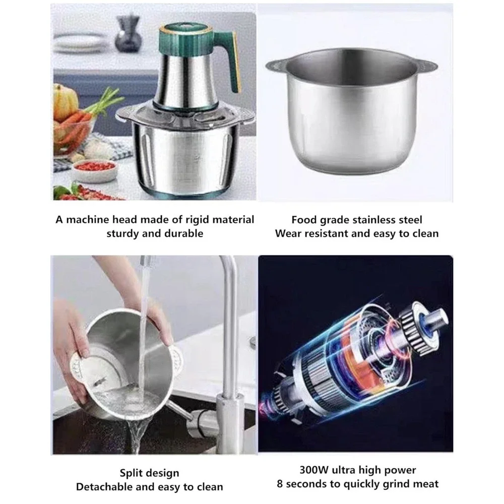 3L Electric Meat Grinder 300W Food Processor With 5 Speed‎ & 6 Blades Stainless